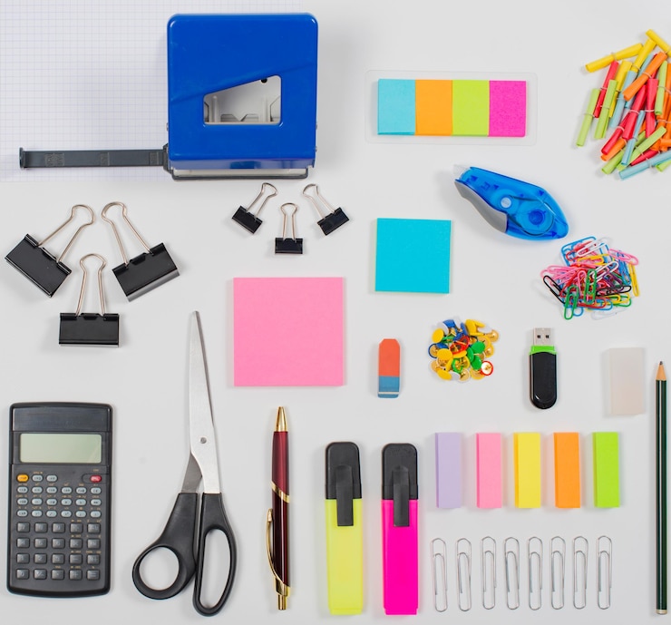 Photo high angle view of various objects against white background