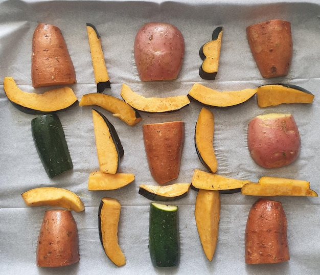 Photo high angle view of various vegetables