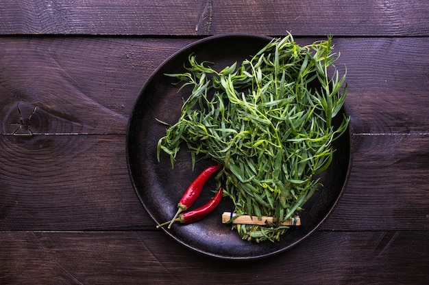 High angle view of vegetables in bowl on table