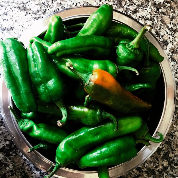 High angle view of vegetables in container