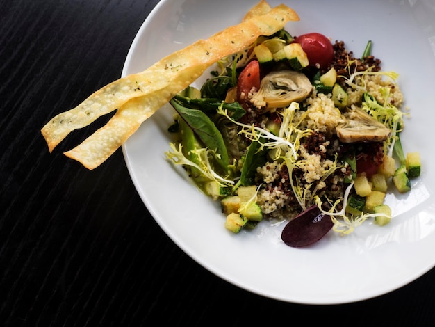 high angle view of vegetables in plate