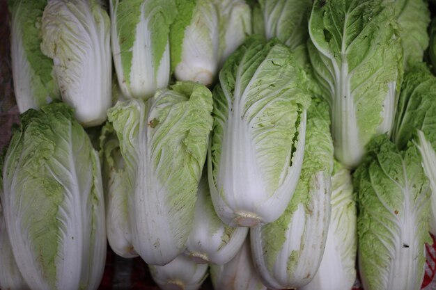 Photo high angle view of vegetables for sale at market stall