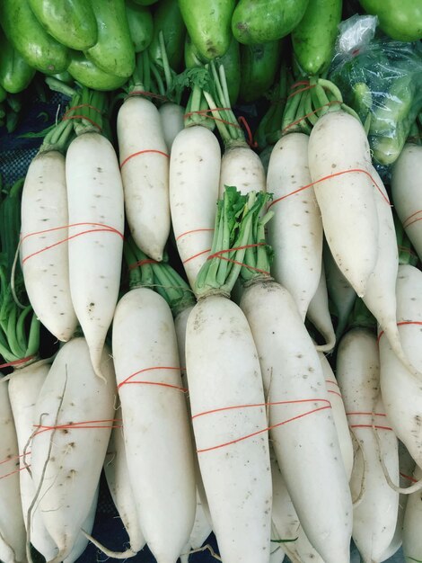 Photo high angle view of vegetables for sale in market