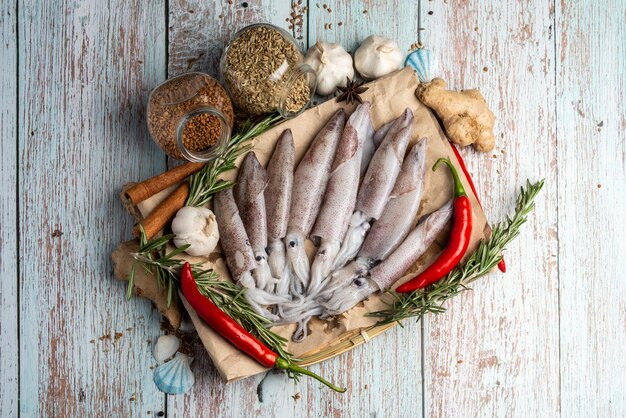 High angle view of vegetables on table