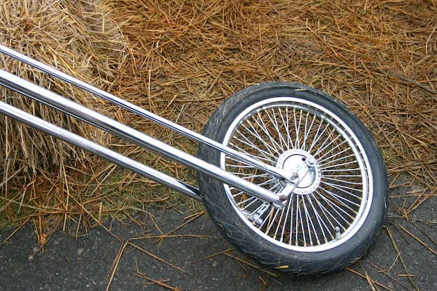 Photo high angle view of vehicle wheel