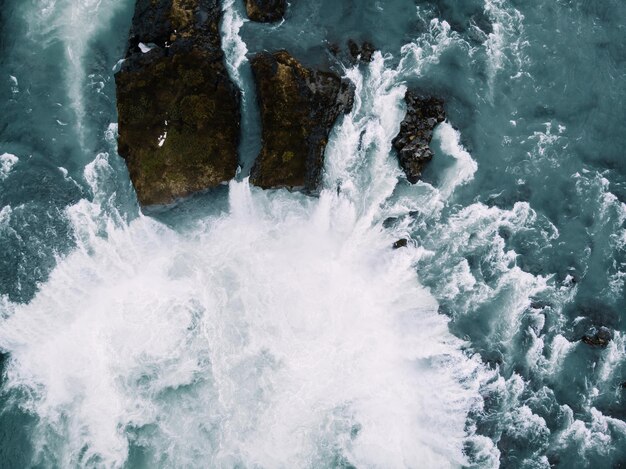 Photo high angle view of waterfall