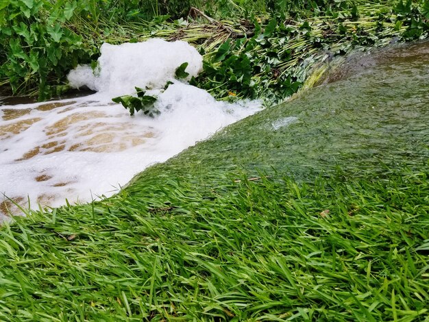 High angle view of waterfall