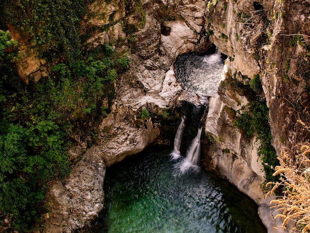 high angle view of waterfall