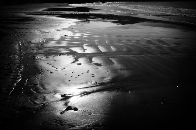 High angle view of wet beach