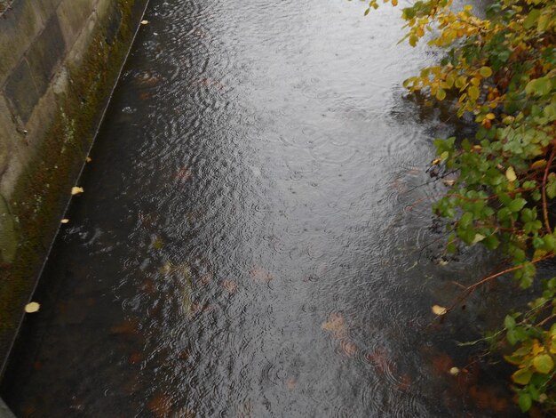 High angle view of wet road