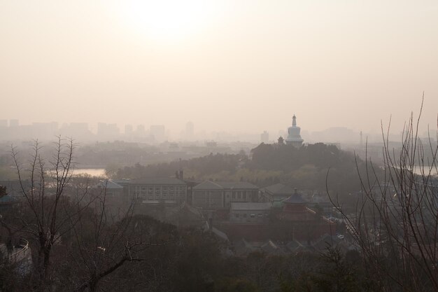 Photo high angle view of the white dagoba at beihai park