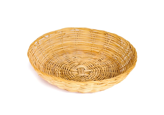 high angle view of wicker basket on white background