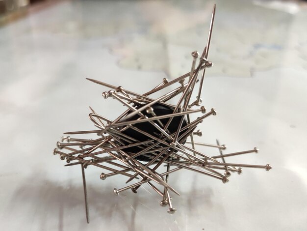 High angle view of wind turbines on table