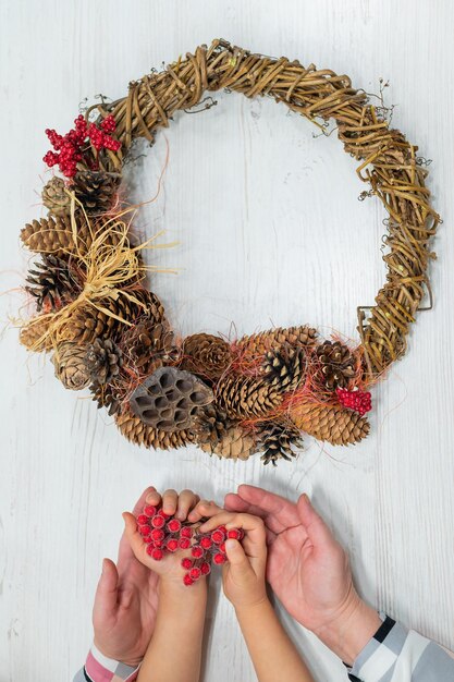 Photo high angle view of woman holding basket