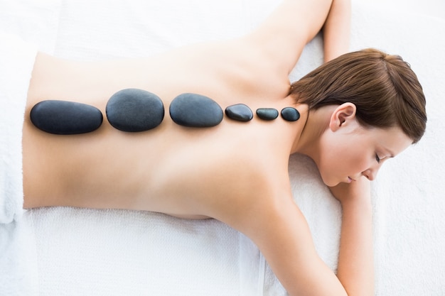 High angle view of woman relaxing at spa