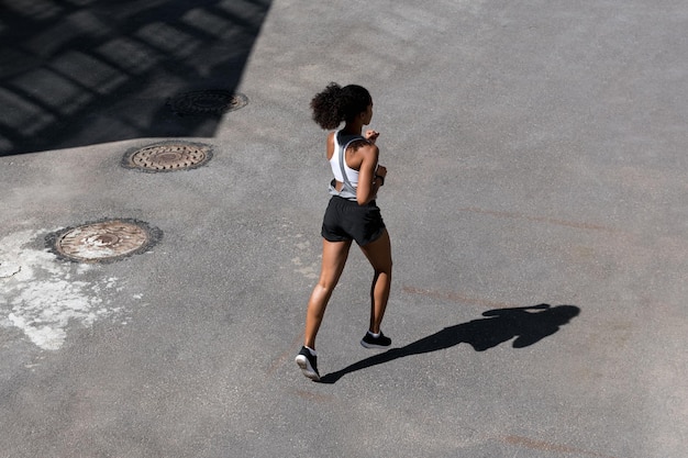 high angle view of woman