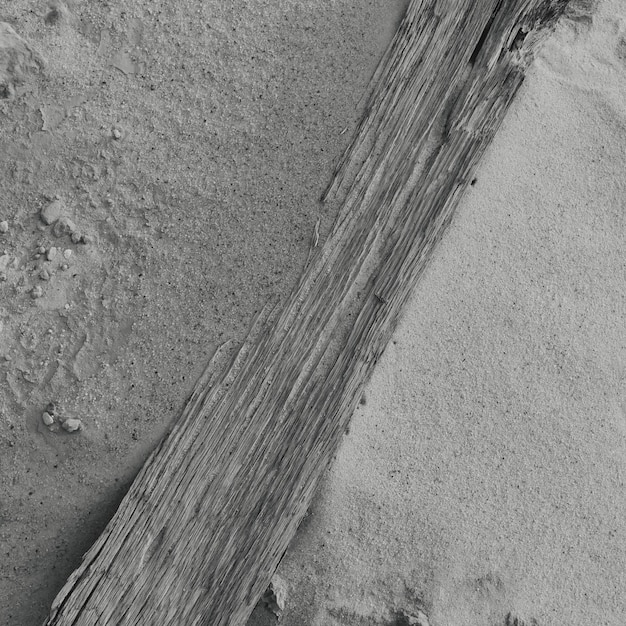 Foto vista ad alto angolo del legno sulla sabbia