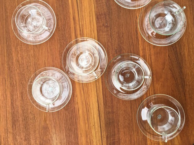 High angle view of wood on table