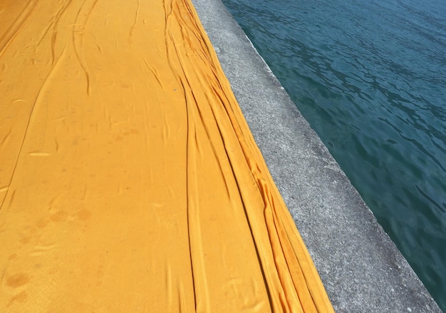 High angle view of yellow beach