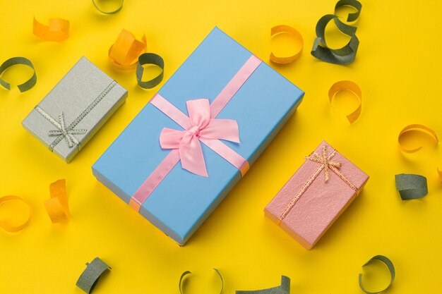 High angle view of yellow paper on table