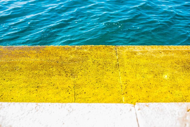 High angle view of yellow swimming pool