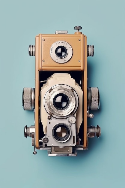 High angle vintage camera composition