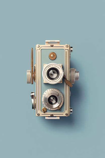 High angle vintage camera composition