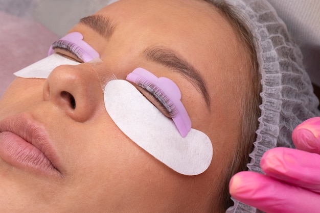 High angle woman during beauty process