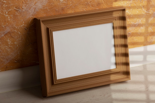 Photo high angle wooden empty frame