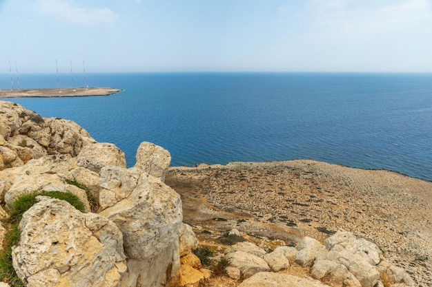 High antennas on the territory of the British military base on the Mediterranean coast