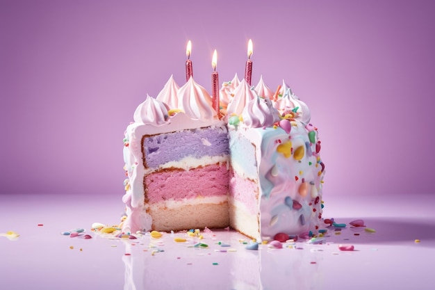 Высокий торт на день рождения, сгенерированный ИИ