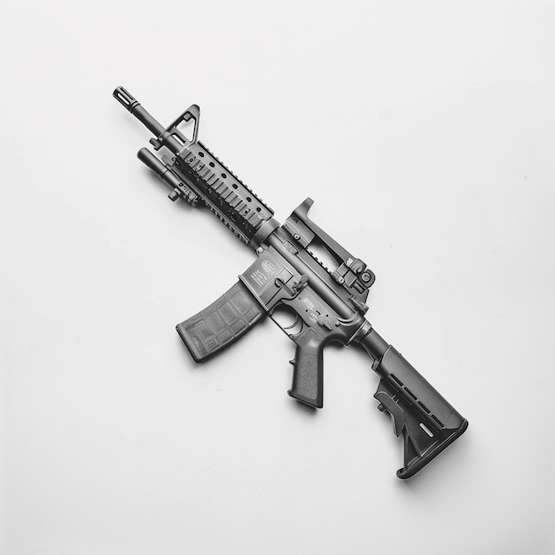 high contrast black and white m4 rifle