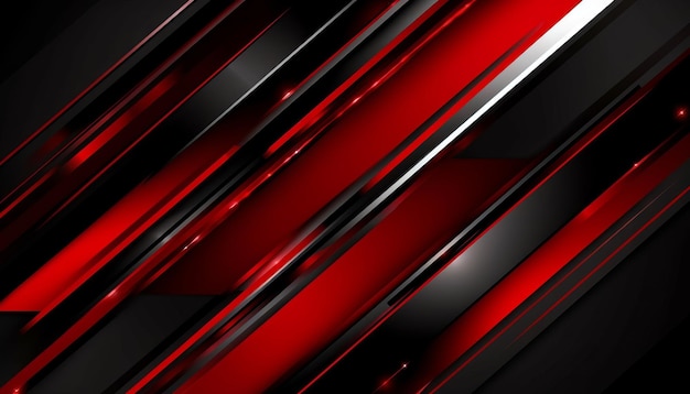 High contrast red and black glossy stripes Abstract tech graphic banner design Generative ai