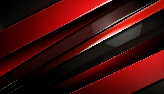 High contrast red and black glossy stripes Abstract tech graphic banner design Generative ai