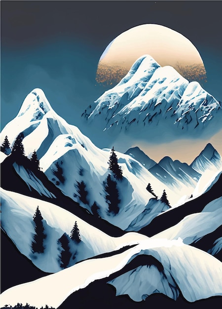 High contrast snow mountains