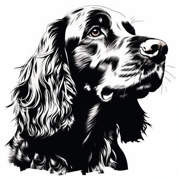 Photo high contrast stencil art of irish setter alert and gentle nature