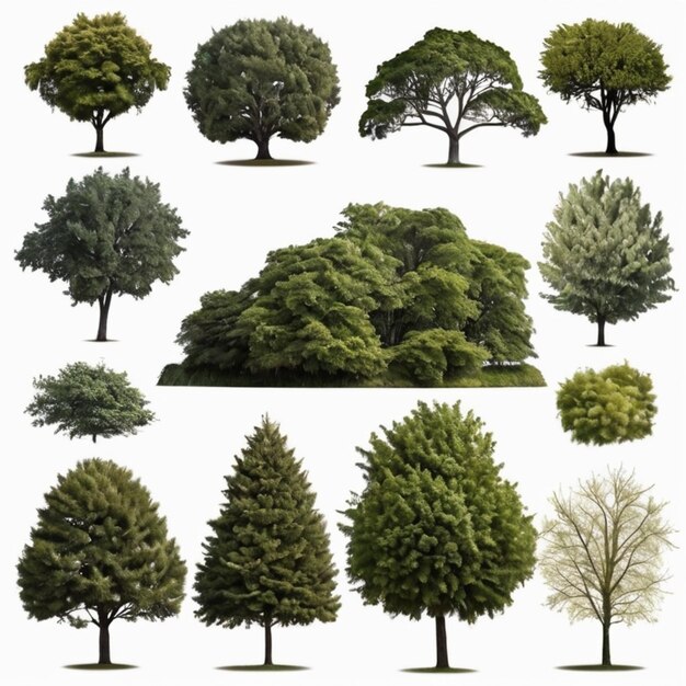Photo high definition collection tree isolated on a white background