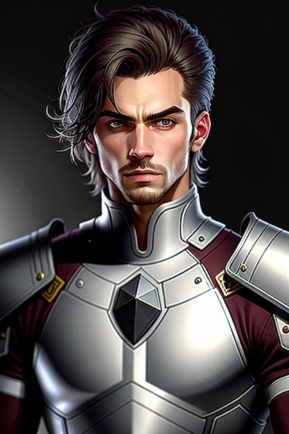 High definition halfperson photo of a handsome man wearing ancient warrior fighting armor