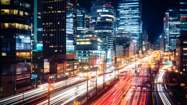 夜の ⁇ やかなカラフルな都市風景の高解像度の画像