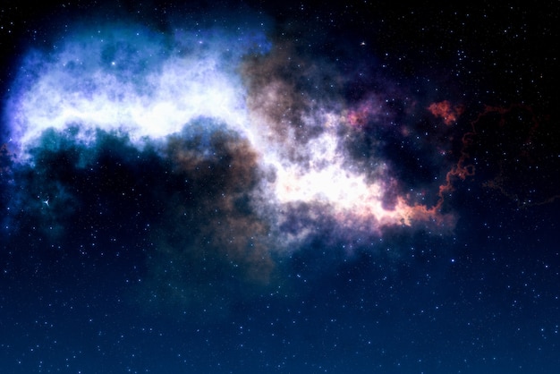 高精細スターフィールド、カラフルな夜空スペース。宇宙の星雲と銀河。天文学の概念の背景。