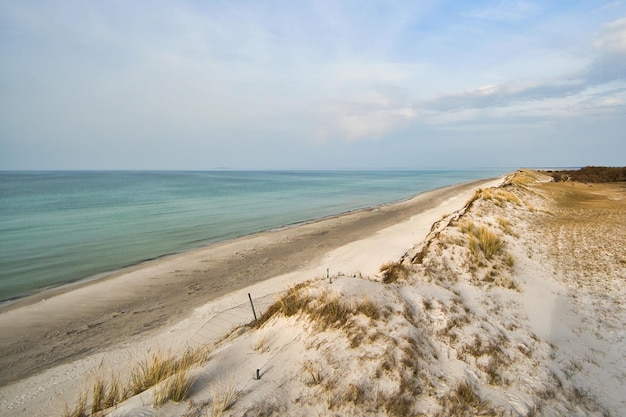 High dune on the darss Viewpoint in the national park Beach Baltic Sea sky and sea