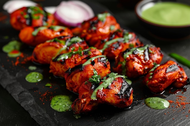 Photo high end culinary setting with dark slate