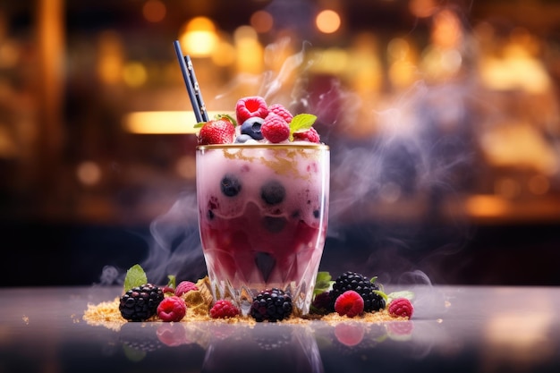 High end luxury perfect smoothie in high glass with berries AI generated