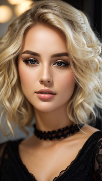 High fashion look Glamor closeup portrait of beautiful stylish blond Caucasian young woman model