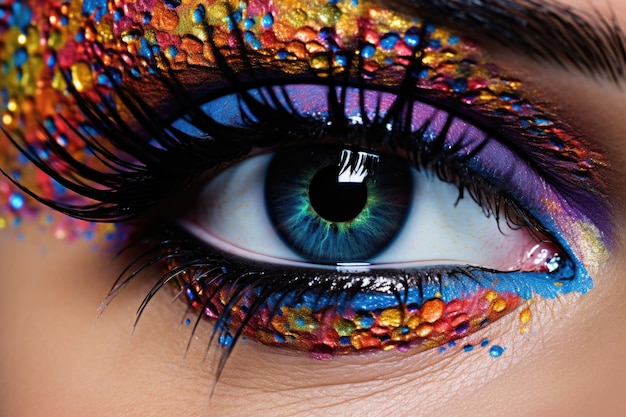 High fashion oogmake-up Mooie vakantie make-up close-up Generatieve AI illustratie