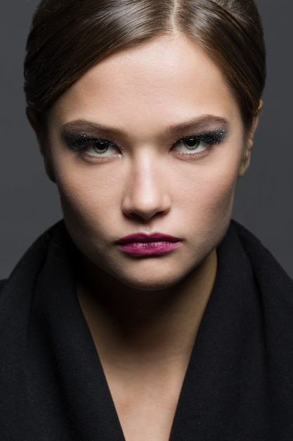 High fashion portrait of stylish young woman