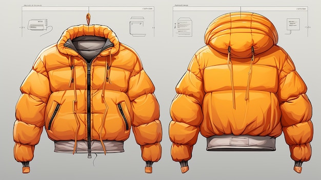 High Fashion Puffer Jacket Sketch