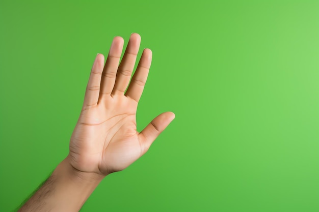 Photo high five hand gesture on green background