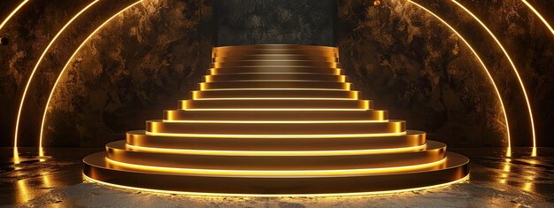 Photo a high golden podium with steps in a special studio the place for the award