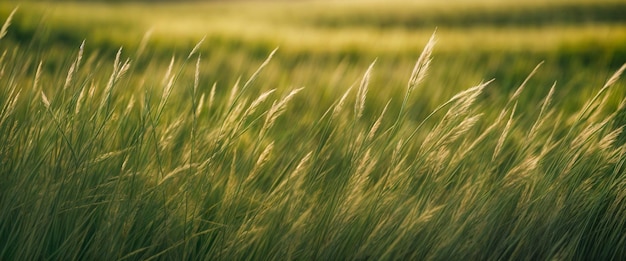 Photo high grass evening meadow covered with tall green grass grass background